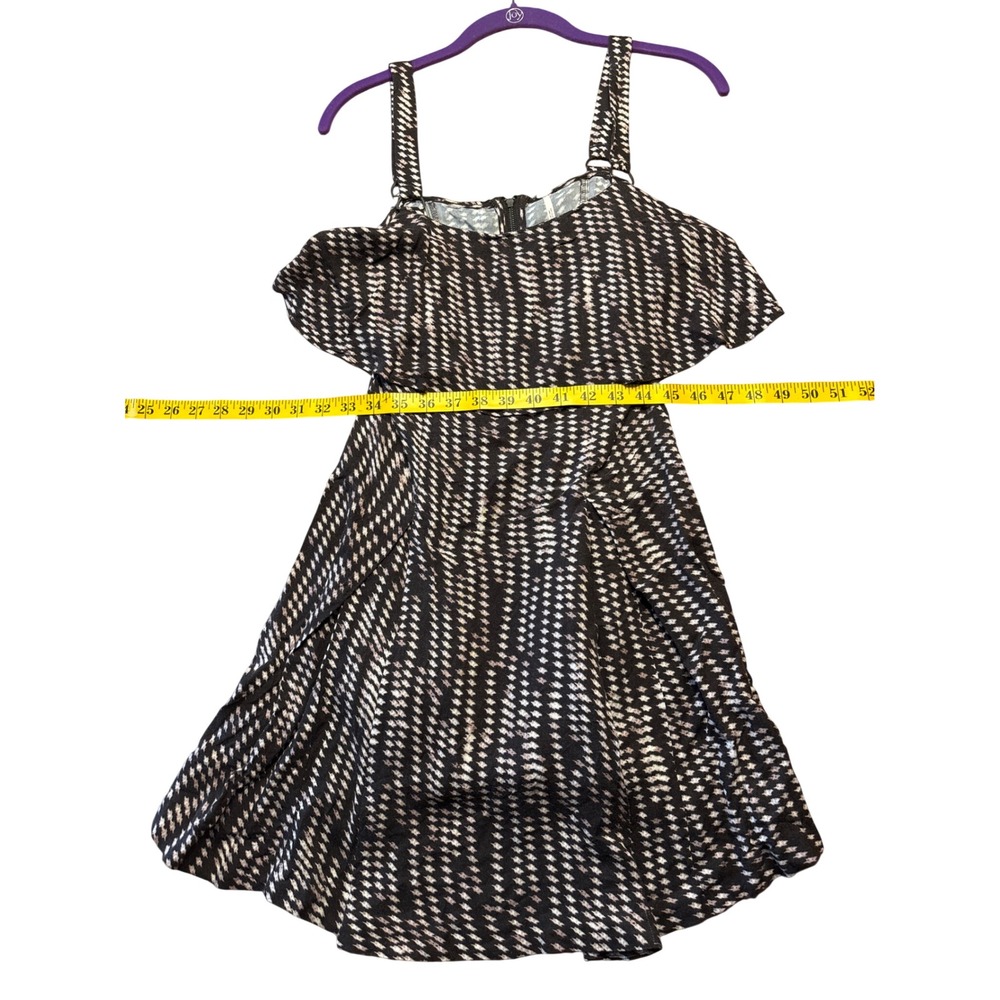 Free People Black White Ikat Ruffle Mini Dress Size 4‎ - Picture 5 of 9